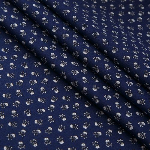 Поплин 063-16605 темно-синий принтованный