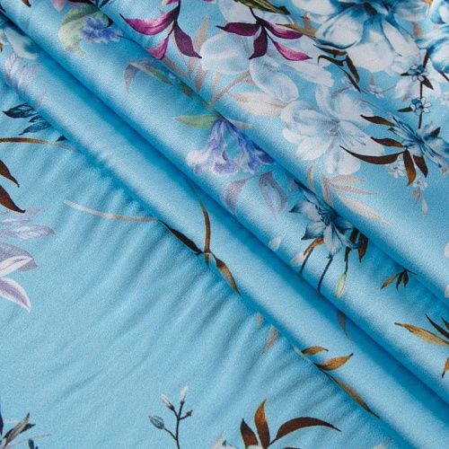 Шелк синтетический 065-13594 голубой принтованный