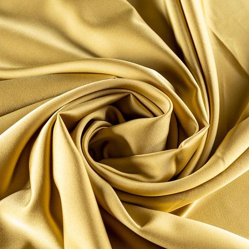 Шелк синтетический стрейч К30-632 горчичный однотонный