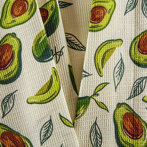 Полотно вафельное 007-13889 разбеленный желтый принтованный