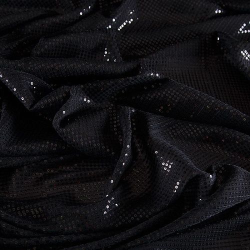 Пайетки на шелковом шифоне 055-16854 черный