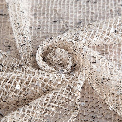 Сетка с пайетками 050-20753 льняной меланж