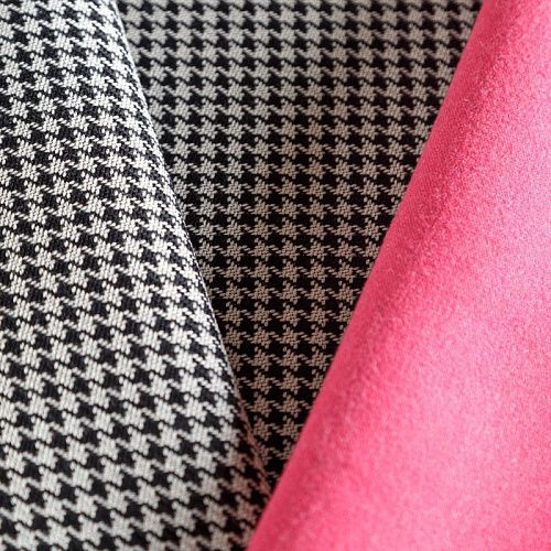 Ткань пальтовая двухсторонняя 040-06291 клетка/фуксия