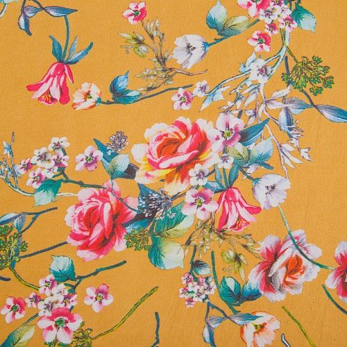 Шифон 068-17423 желтый принтованный