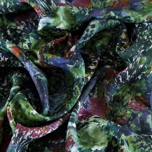 Твил-штапель 069-12372 зеленый принтованный