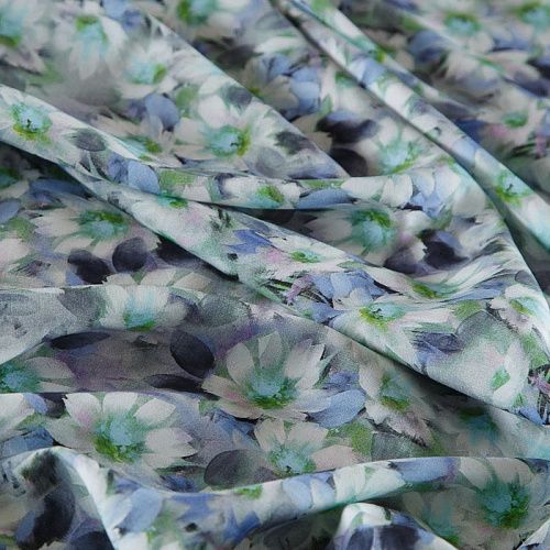 Штапель 069-177755 голубой принтованный