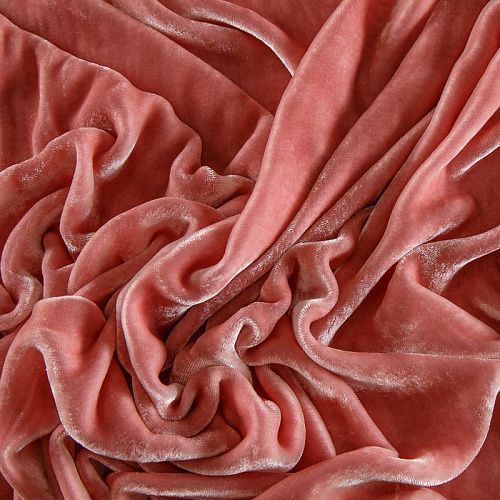 Бархат шелковый 002-17711 разбеленный коралл однотонный