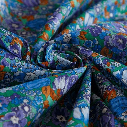 Хлопок фактурный 063-16126 бирюзово-голубой принтованный