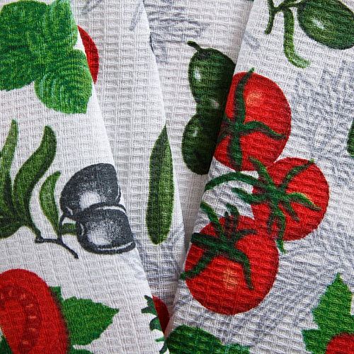 Полотно вафельное 007-15301 белый принтованный