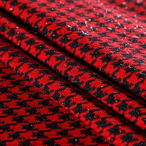 Твид 052-05411 черно-красный пье-де-пуль