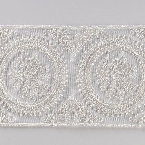 Кружево вышивка на сетке 93 мм Ф01-0046 молочный
