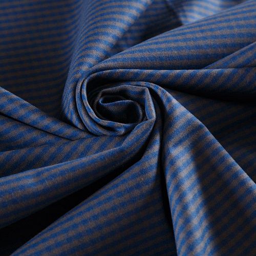 Ткань костюмно-плательная 025-12396 серо-синий клетка