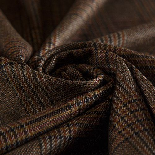 Ткань костюмная 025-14418 коричневый принтованный