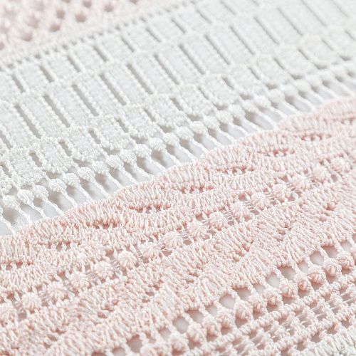 Гипюр-макраме К21-1076 бело-розовый