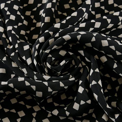 Креп 026-11960 черный принтованный