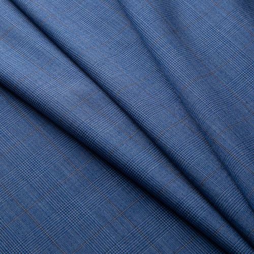 Шерсть костюмная 025-19940 сине-голубой клетка