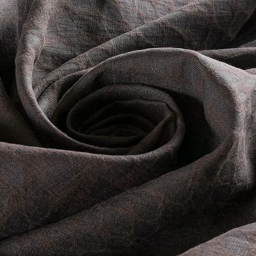 Лен натуральный 035-11747 серо-коричневый жаккардовый