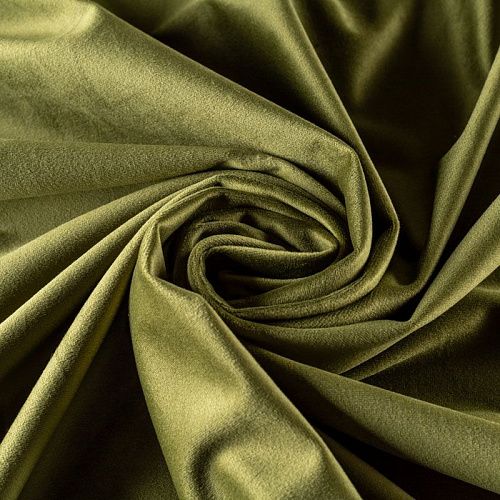 Ткань портьерная бархат h-300 см 09-02-00064 оливково-зеленый однотонный