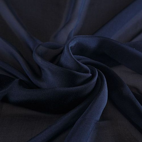 Шифон шелковый 068-16809 темно-синий однотонный