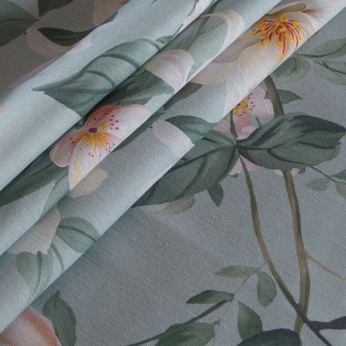 Ткань портьерная H-280 см 19-02-15869 мятно-бирюзовый принтованный