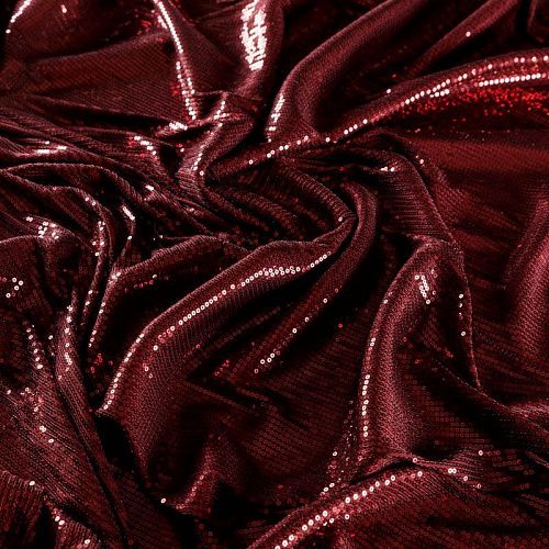 Ткань с пайетками 055-03035 багровый однотонный
