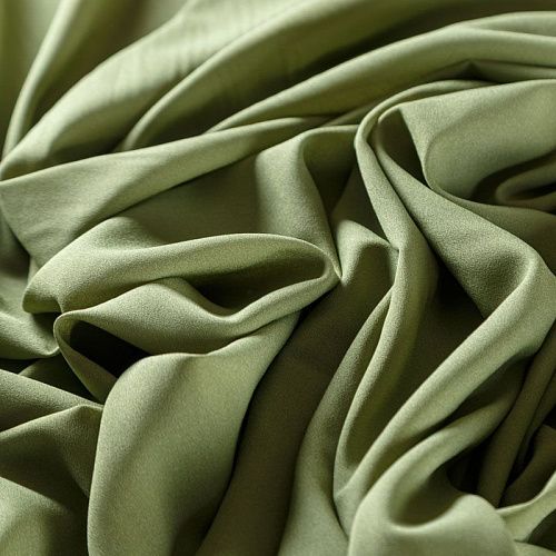 Крепдешин синтетический 029-07358 оливково-зеленый однотонный