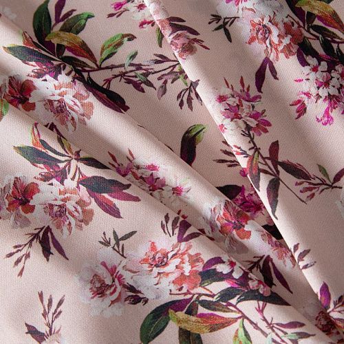 Шерсть-шелк плательная 066-20285 розовый пломбир принтованный