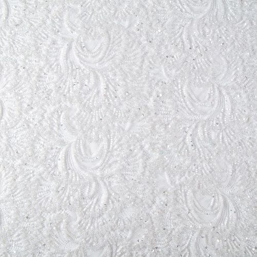 Шантильи с вышивкой и бисером 031-19787 теплый белый