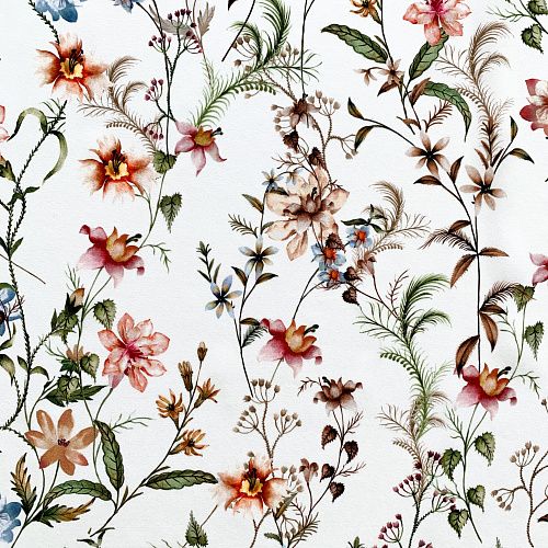 Шелк натуральный К32-154 молочный принтованный