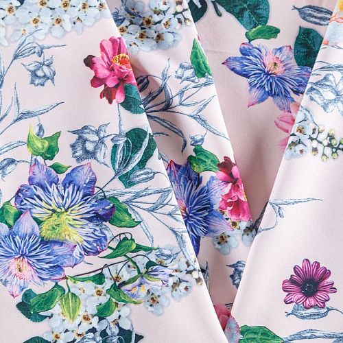 Вискоза "Лоренцо" 036-08220 разбеленный розовый принтованный