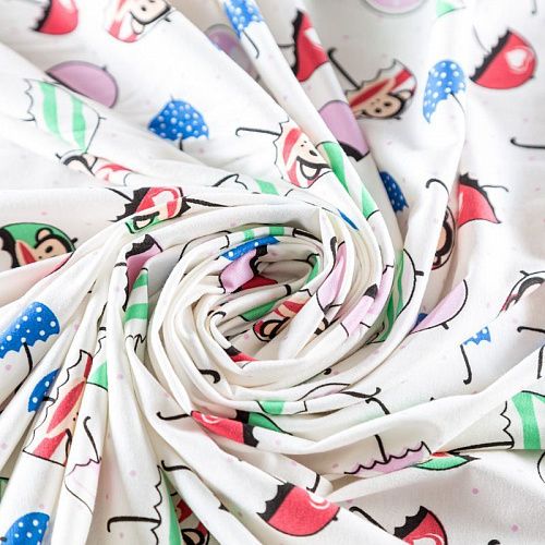 Трикотаж 056-09783 молочный принтованный