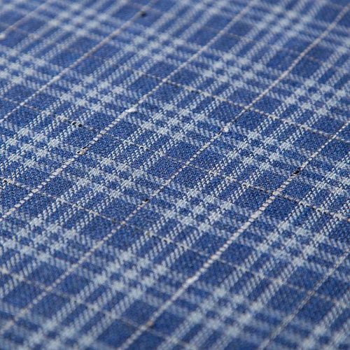 Лен натуральный 035-19980 сине-голубой клетка