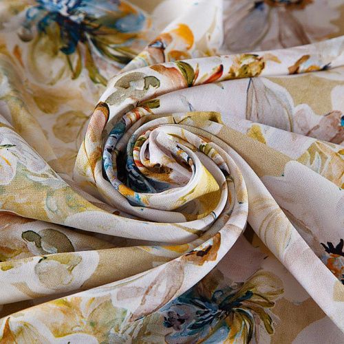 Штапель 069-177757 бежевый принтованный