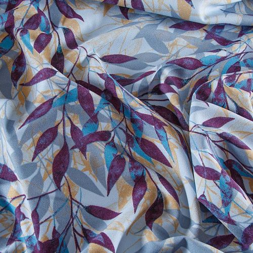 Креп стрейч 026-13862 разбеленный голубой принтованный