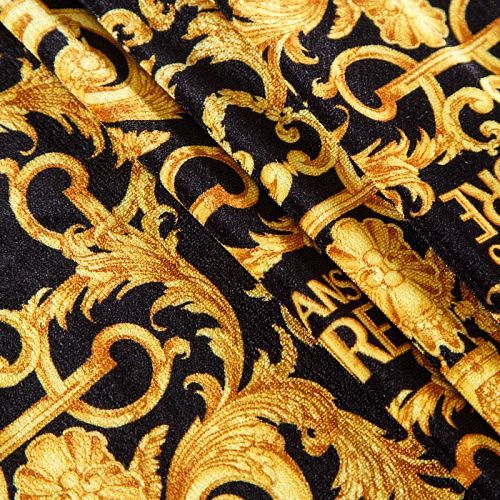 Бархат стрейч 002-12474 черный принтованный