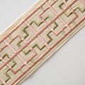 Бордюр жаккардовый 7 см 0000-357-104-012 молочным с зелено-розовым