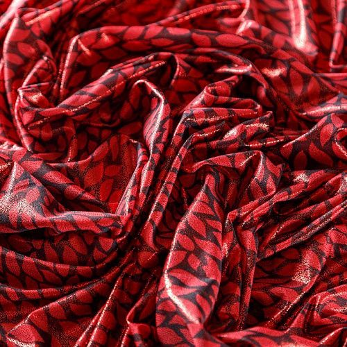 Трикотаж с напылением 056-08048 красный принтованный