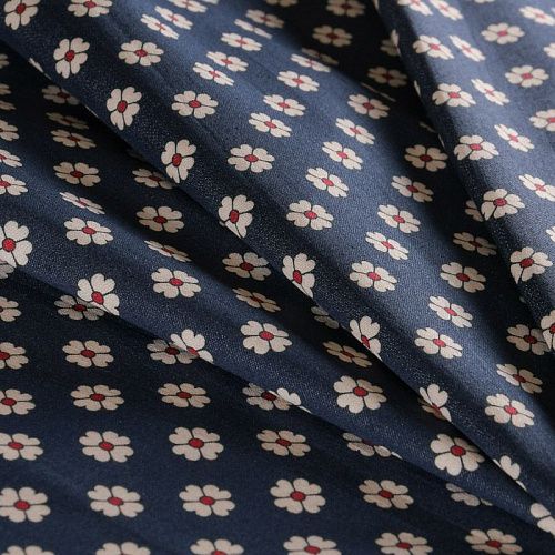 Коттон стрейч 063-11956 темно-синий принтованный