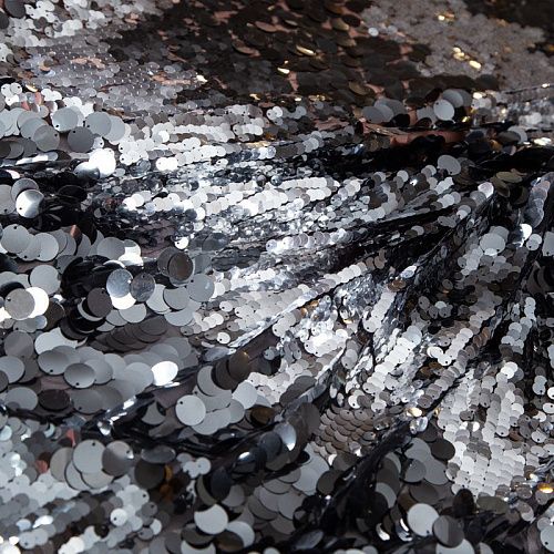 Пайетки конфетти на сетке 050-19858 черный/серебро