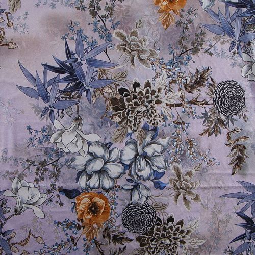 Вискоза "Лоренцо" стрейч 036-17691 светло-лавандовый принтованный