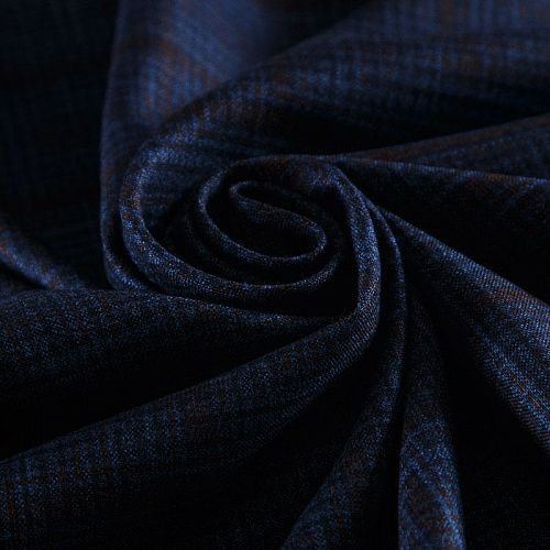 Ткань костюмно-плательная 025-17302 темно-синий клетка