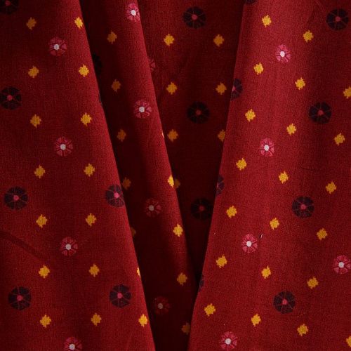 Хлопок 063-12209 кирпично-бордовый принтованный