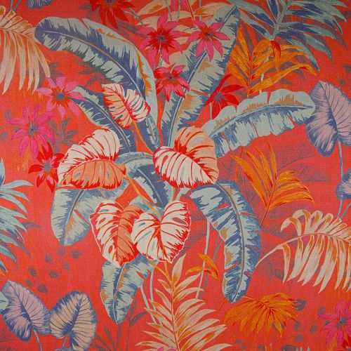 Трикотаж 056-14810 кораллово-красный принтованный