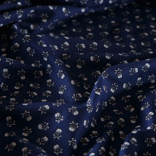 Поплин 063-16605 темно-синий принтованный