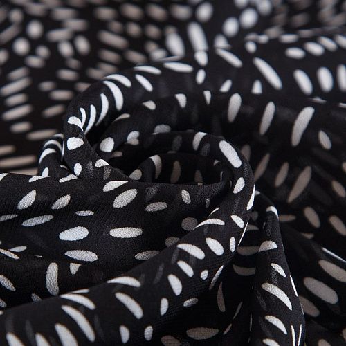 Креп-шифон 027-16219 черный принтованный