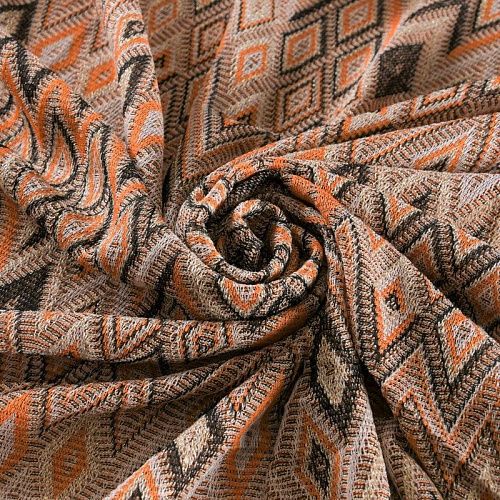 Трикотаж ажурный 056-12034 бежевый мультиколор