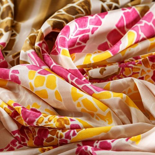 Крепдешин натуральный К15-351 экрю принтованный