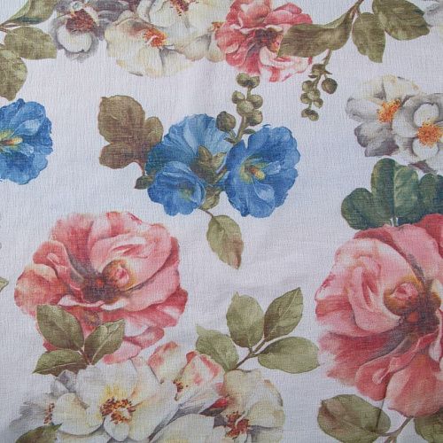 Тюль под лен 05-01-10477 белый принтованный