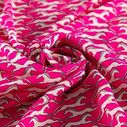 Вискоза 009-20096 розовый принтованный