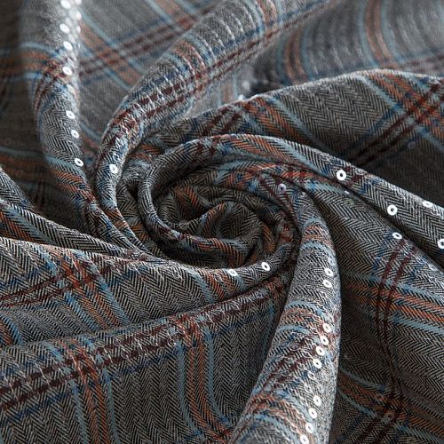 Хлопок с пайетками 063-16329 серый принтованный